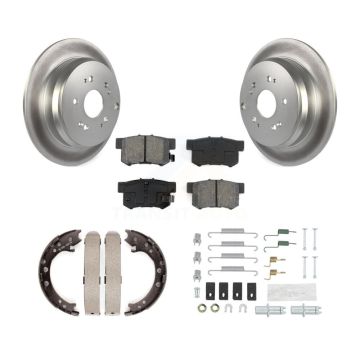 Rear Disc Coated Rotors Semi-Metallic Pads Parking Brake Shoes Hardware Kit For Acura RDX KGS-103301