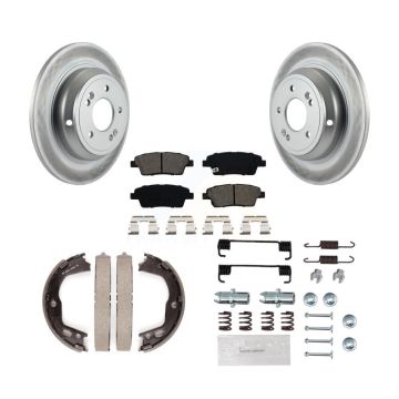 Rear Disc Coated Rotors Semi-Metallic Pads Parking Shoes Hardware Kit For Hyundai Genesis KGS-103304