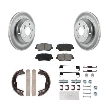 Rear Disc Coated Rotors Semi-Metallic Pads Parking Shoes Hardware Kit For Hyundai Genesis KGS-103305