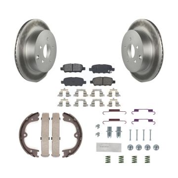 Rear Disc Coated Rotors Semi-Metallic Pads Parking Shoes & Hardware Kit For Nissan Murano KGS-103309