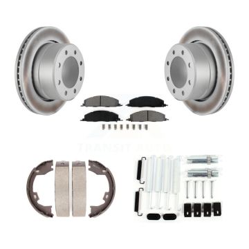 Rear Disc Coated Rotors Semi-Metallic Pads Parking Brake Shoes Hardware Kit For Ram 1500 KGS-103316