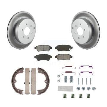 Rear Disc Coated Rotors Semi-Metallic Pads Parking Brake Shoes And Hardware Kit For KGS-103319