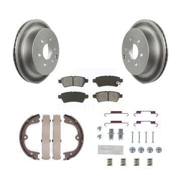 Rear Disc Coated Rotors Semi-Metallic Pads Parking Shoes & Hardware Kit For Nissan Xterra KGS-103320