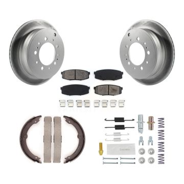 Rear Disc Coated Rotors Semi-Metallic Pads Parking Shoes & Hardware Kit For Toyota Tundra KGS-103321