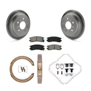 Rear Disc Coated Rotors Semi-Metallic Pads Parking Shoes Hardware Kit For Chevrolet Grand KGS-103322