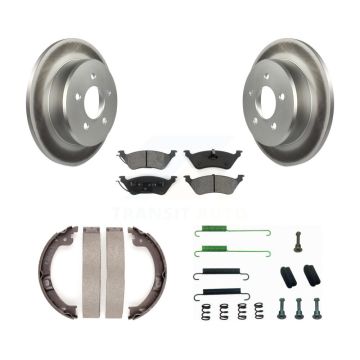 Rear Disc Coated Rotors Semi-Metallic Pads Parking Shoes & Hardware Kit For Dodge Grand KGS-103329