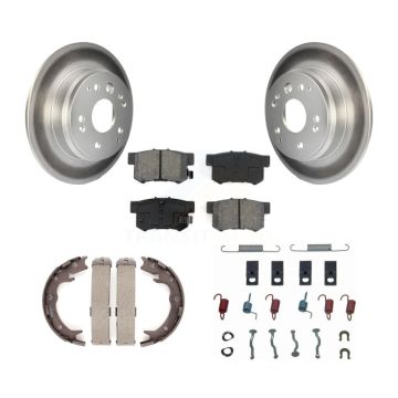 Rear Disc Coated Rotors Semi-Metallic Pads Parking Shoes Hardware Kit For Acura TL Honda KGS-103333