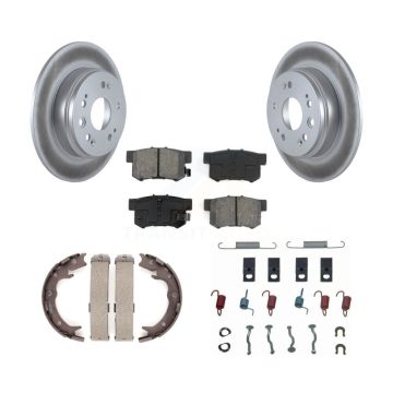 Rear Disc Coated Rotors Semi-Metallic Pads Parking Shoes And Hardware Kit For Honda CR-V KGS-103334