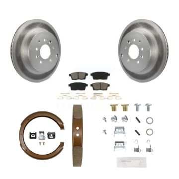 Rear Disc Coated Rotors Semi-Metallic Pads Parking Shoes And Hardware Kit For Mazda CX-9 KGS-103351