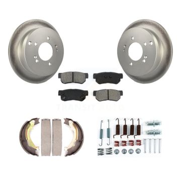 Rear Disc Coated Rotors Semi-Metallic Pads Parking Brake Shoes And Hardware Kit For KGS-103360