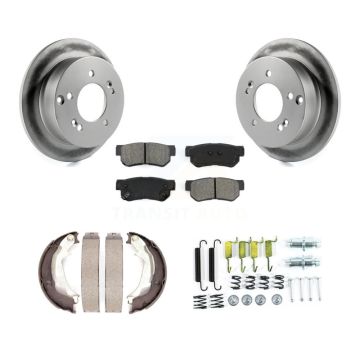 Rear Disc Coated Rotors Semi-Metallic Pads Parking Shoes Hardware Kit For Hyundai Sonata KGS-103361