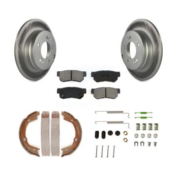 Rear Disc Coated Rotors Semi-Metallic Pads Parking Shoes Hardware Kit For Hyundai Sonata KGS-103365