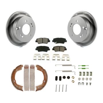 Rear Disc Coated Rotors Semi-Metallic Pads Parking Shoes Hardware Kit For Hyundai Sonata KGS-103369