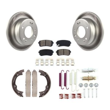 Rear Disc Coated Rotors Semi-Metallic Pads Parking Shoes Hardware Kit For Hyundai Elantra KGS-103370
