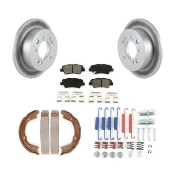 Rear Disc Coated Rotors Semi-Metallic Pads Parking Shoes Hardware Kit For Hyundai Elantra KGS-103371