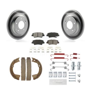 Rear Disc Coated Rotors Semi-Metallic Pads Parking Shoes And Hardware Kit For Kia Optima KGS-103372