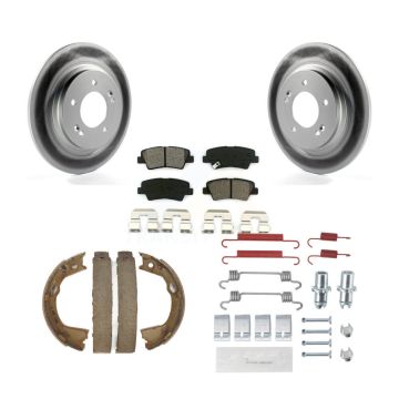 Rear Disc Coated Rotors Semi-Metallic Pads Parking Shoes Hardware Kit For Hyundai Sonata KGS-103373