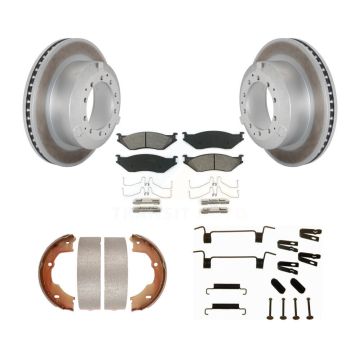 Rear Disc Coated Rotors Semi-Metallic Pads Parking Brake Shoes And Hardware Kit For KGS-103377