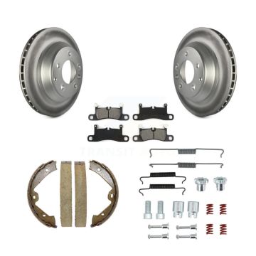 Rear Disc Coated Rotors Semi-Metallic Pads Parking Shoes And Hardware Kit For Volkswagen KGS-103382