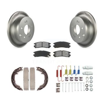 Rear Disc Coated Rotors Semi-Metallic Pads Parking Shoes And Hardware Kit For Mitsubishi KGS-103383