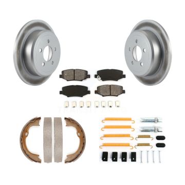 Rear Disc Coated Rotors Semi-Metallic Pads Parking Shoes & Hardware Kit For Jeep Liberty KGS-103385