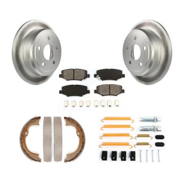 Rear Disc Coated Rotors Semi-Metallic Pads Parking Shoes & Hardware Kit For Jeep Wrangler KGS-103386
