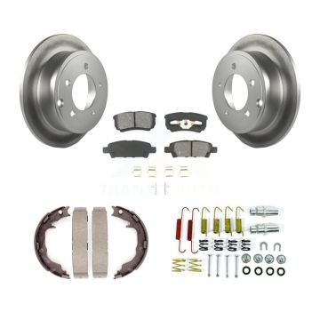 Rear Disc Coated Rotors Semi-Metallic Pads Parking Shoes & Hardware Kit For Jeep Patriot KGS-103388