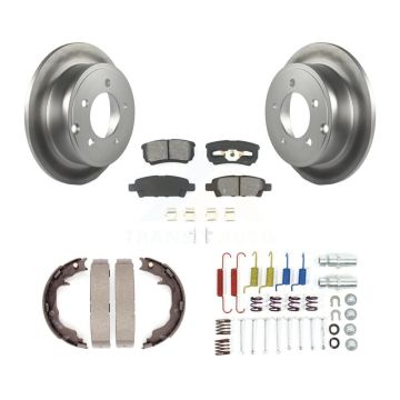 Rear Disc Coated Rotors Semi-Metallic Pads Parking Brake Shoes And Hardware Kit For KGS-103390