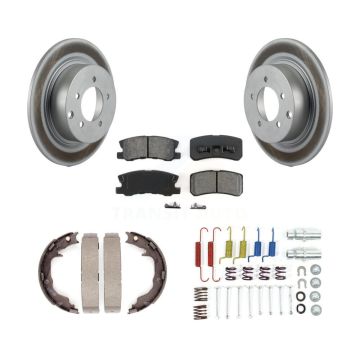Rear Disc Coated Rotors Semi-Metallic Pads Parking Shoes Hardware Kit For Mitsubishi RVR KGS-103391