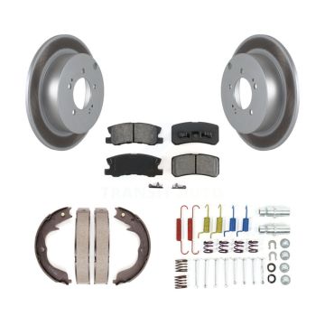 Rear Disc Coated Rotors Semi-Metallic Pads Parking Shoes And Hardware Kit For Mitsubishi KGS-103392