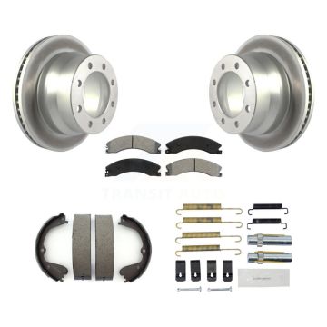 Rear Disc Coated Rotors Semi-Metallic Pads Parking Shoes Hardware Kit For Chevrolet 3500 KGS-103396