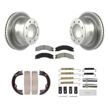 Rear Disc Coated Rotors Semi-Metallic Pads Parking Shoes Hardware Kit For GMC Savana 3500 KGS-103399