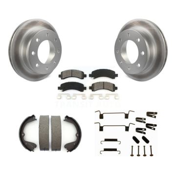 Rear Disc Coated Rotors Semi-Metallic Pads Parking Shoes Hardware Kit For GMC Savana 3500 KGS-103400