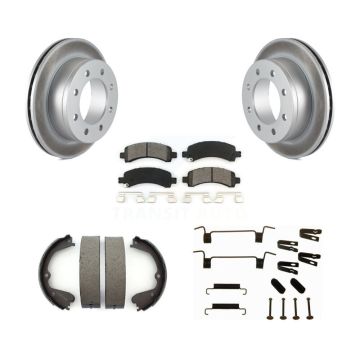Rear Disc Coated Rotors Semi-Metallic Pads Parking Shoes Hardware Kit For GMC Savana 3500 KGS-103401