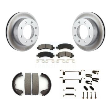 Rear Disc Coated Rotors Semi-Metallic Pads Parking Shoes Hardware Kit For GMC Savana 3500 KGS-103402