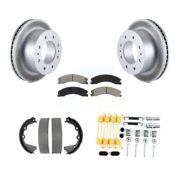 Rear Disc Coated Rotors Semi-Metallic Pads Parking Shoes Hardware Kit For GMC Sierra 2500 KGS-103403
