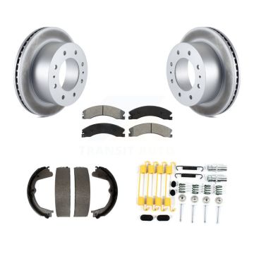 Rear Disc Coated Rotors Semi-Metallic Pads Parking Shoes Hardware Kit For Chevrolet 2500 KGS-103404