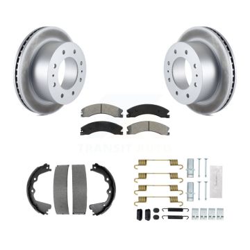 Rear Disc Coated Rotors Semi-Metallic Pads Parking Shoes Hardware Kit For GMC Sierra 2500 KGS-103405