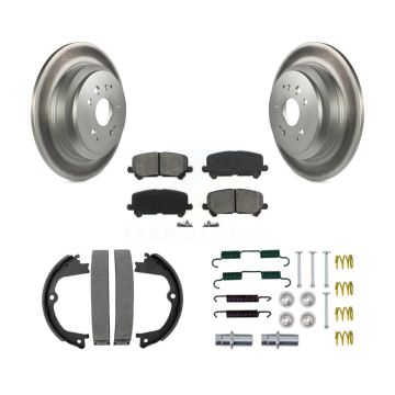 Rear Disc Coated Rotors Semi-Metallic Pads Parking Shoes Hardware Kit For 14-16 Acura MDX KGS-103412