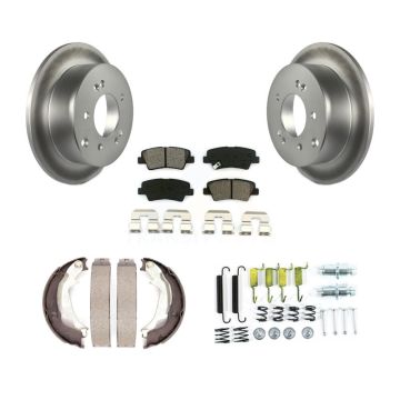 Rear Disc Coated Rotors Semi-Metallic Pads Parking Shoes Hardware Kit For 10-13 Kia Soul KGS-103418