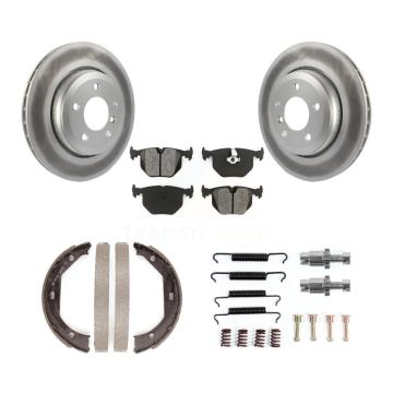 Rear Disc Coated Rotors Semi-Metallic Pads Parking Shoes Hardware Kit For BMW 330Ci 330i KGS-103420