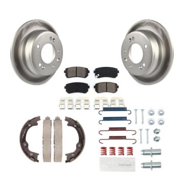 Rear Disc Coated Rotors Semi-Metallic Pads Parking Shoes Hardware Kit For Hyundai Tucson KGS-103423