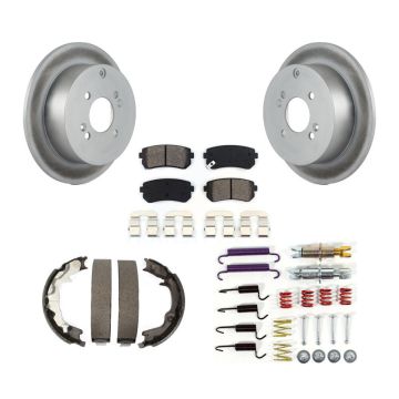 Rear Disc Coated Rotors Semi-Metallic Pads Parking Shoes Hardware Kit For Hyundai Accent KGS-103426