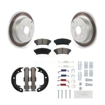 Rear Disc Coated Rotors Semi-Metallic Pads Parking Shoes Hardware Kit For Toyota Prius V KGS-103433