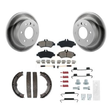 Rear Disc Coated Rotors Semi-Metallic Pads Parking Shoes & Hardware Kit For Sprinter 2500 KGS-103437
