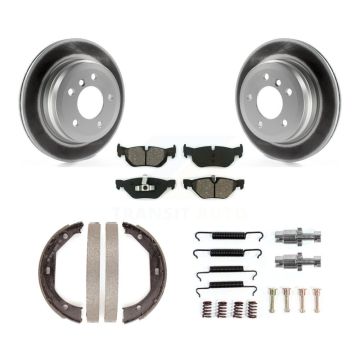 Rear Disc Coated Rotors Semi-Metallic Pads Parking Shoes Hardware Kit For BMW 328i xDrive KGS-103439