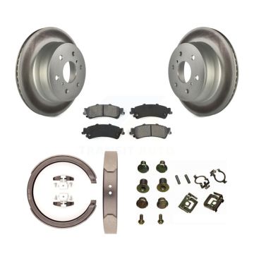 Rear Disc Coated Rotors Semi-Metallic Pads Parking Brake Shoes And Hardware Kit For KGS-103447