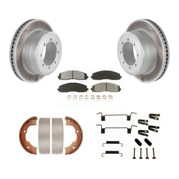 Rear Disc Coated Rotors Semi-Metallic Pads Parking Brake Shoes And Hardware Kit For KGS-103452