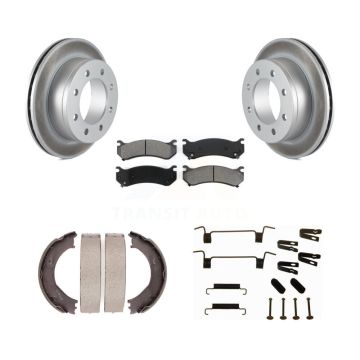 Rear Disc Coated Rotors Semi-Metallic Pads Parking Shoes Hardware Kit For Chevrolet 2500 KGS-103458