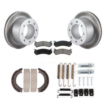 Rear Disc Coated Rotors Semi-Metallic Pads Parking Brake Shoes And Hardware Kit For KGS-103459